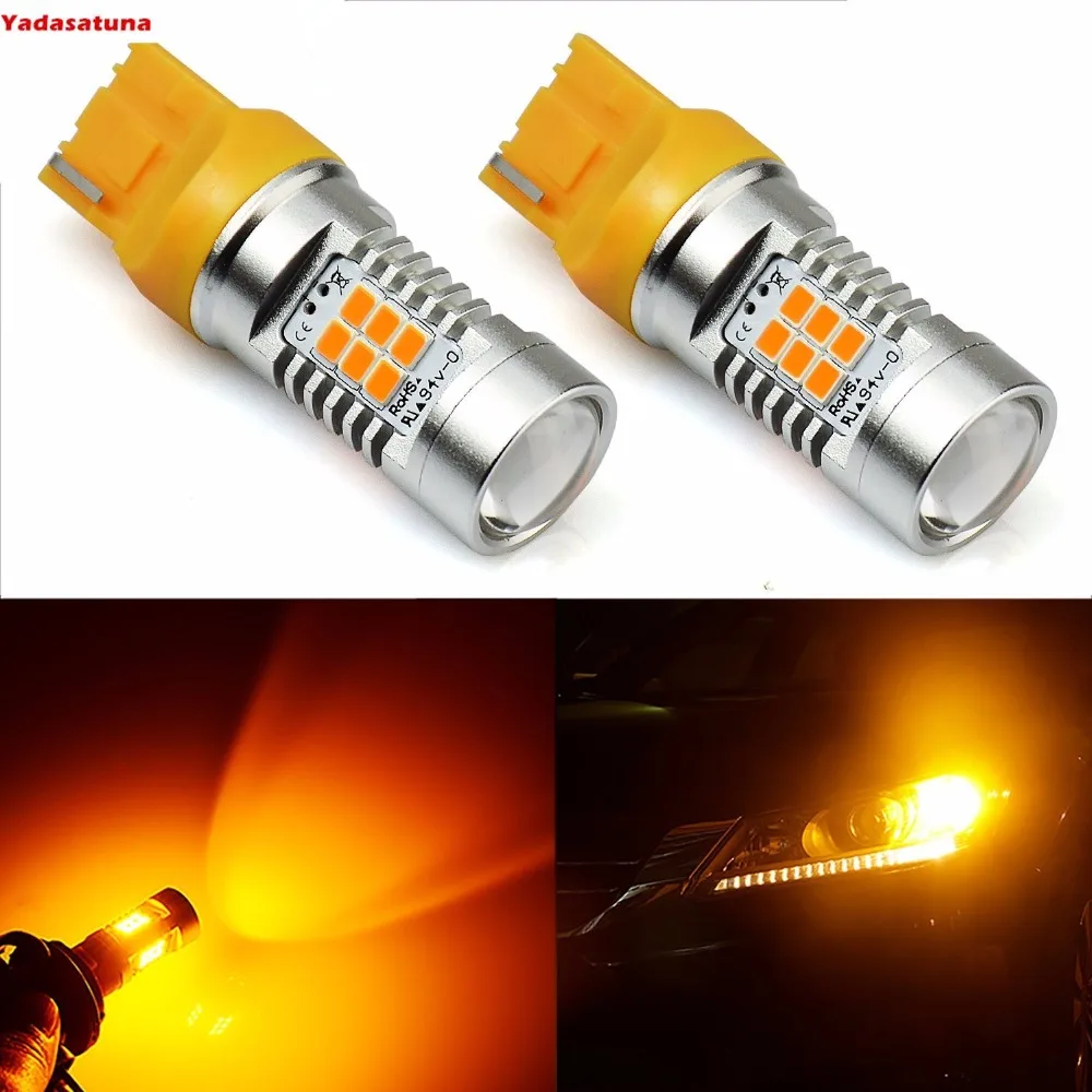 2 шт. очень яркий PX 2835 чипсеты 21W 7440 7441 T20 светодиодный ламп желтый (ярких