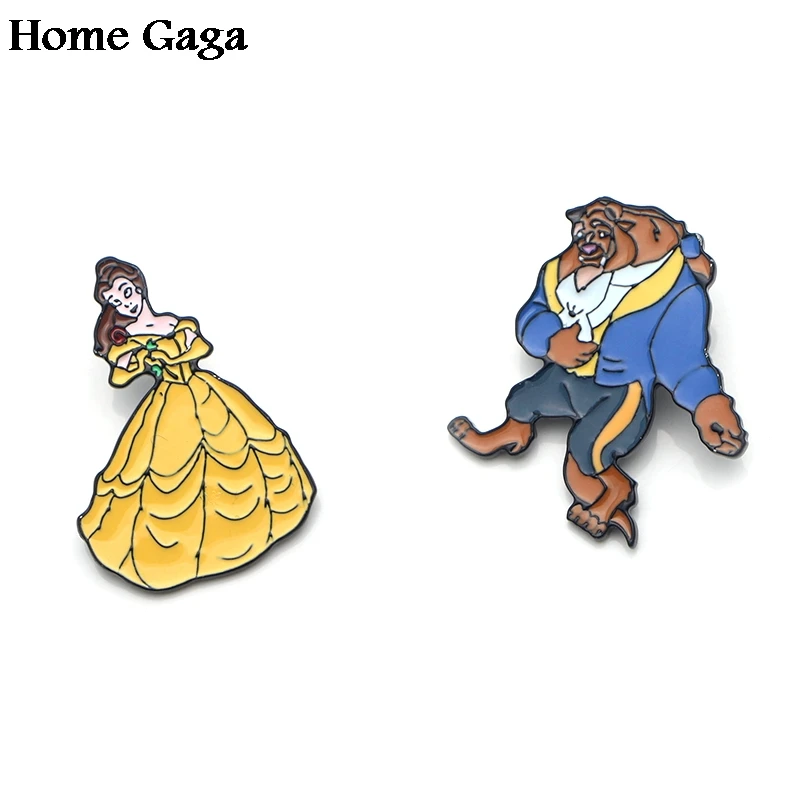 Homegaga Красавица и Чудовище аниме цинк галстук мультфильм забавные булавки рюкзак одежда броши для мужчин и женщин Декоративные значки D1831