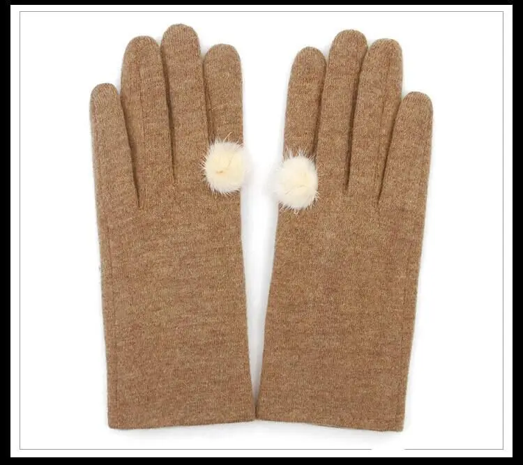 SUOGRY Wool Gloves Mittens for Women Smartphone use Winter Warm Knitted Fashion Gloves Black Pink Gray Khaki Ladies Brand Gloves