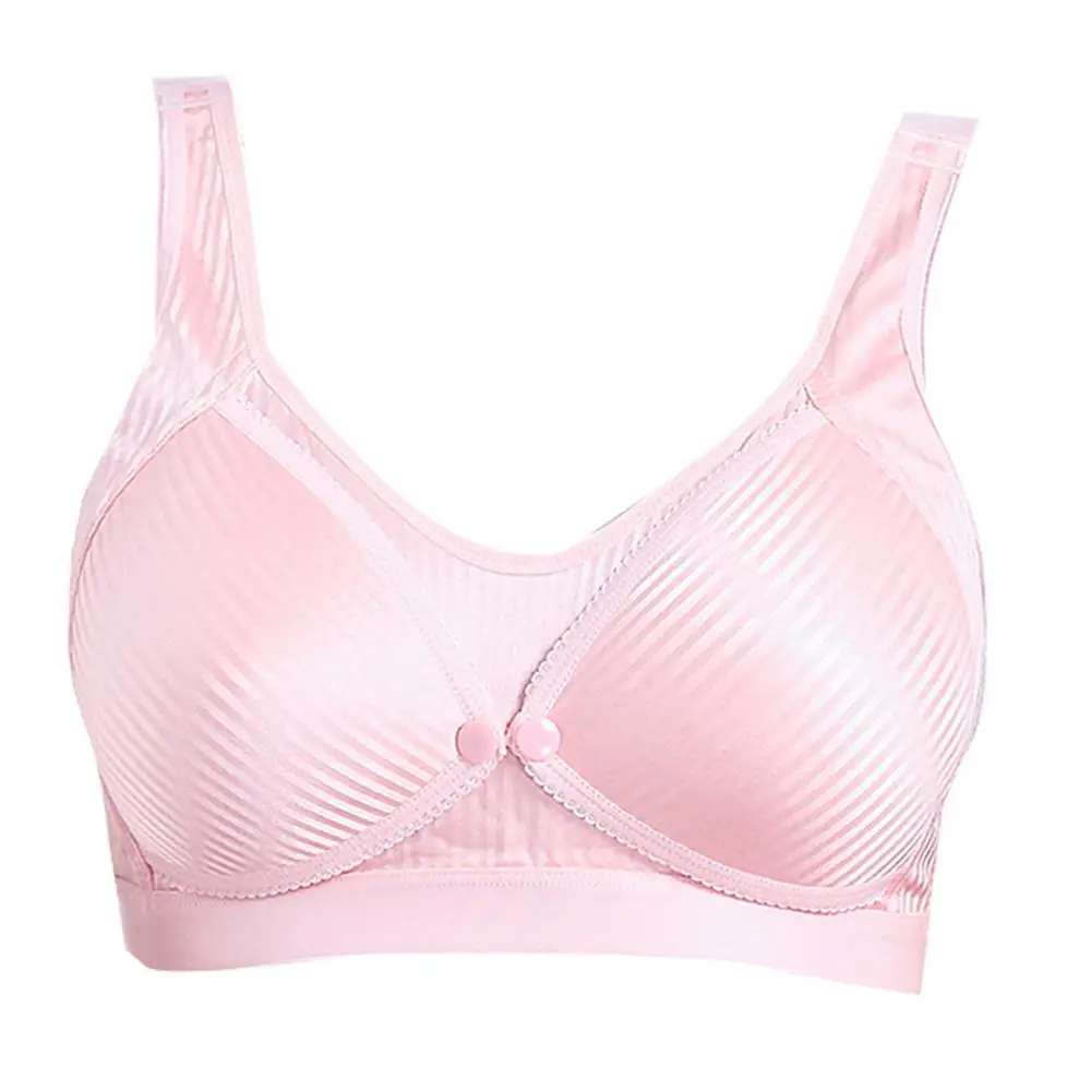 Розовый Хлопковый бюстгалтер Бесконтактное Материнство Бюстгальтер Топы Грудное вскармливание спереди 2 пуговицы Comt беременных послеродовые бюстгальтеры для кормления Новинка - Цвет: Розовый