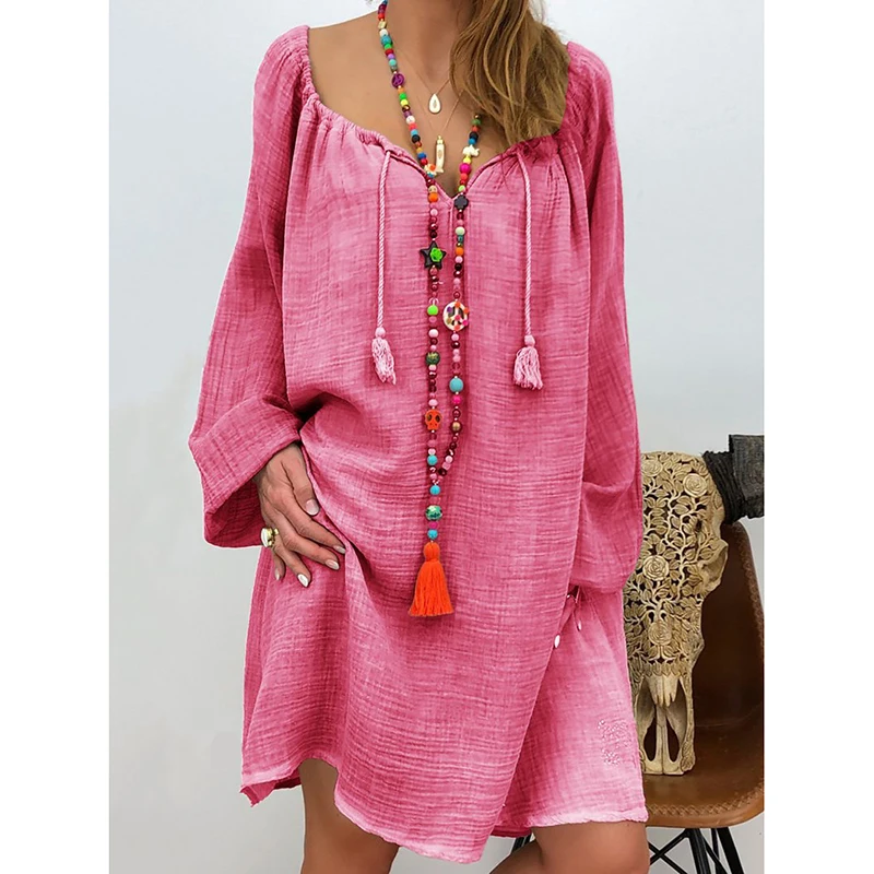 Повседневное свободное летнее платье с кисточками 2019 прямые короткие пляжные