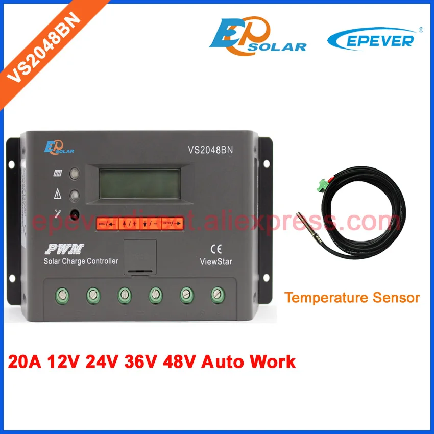 

Контроллер EPEVER PWM 20A с датчиком температуры, стандартный регулятор батареи VS2048BN 48 в 20 А 36 В