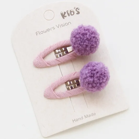 1 purple 2 шт./лот, разноцветные бутиковые заколки для волос для маленьких девочек, модные заколки для волос с маленькими цветками и шариками, Детские аксессуары для волос - Цвет: 1 purple