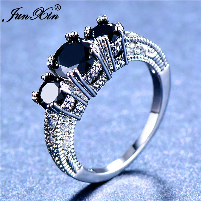 Горячая Распродажа женское черное кольцо на палец с кристаллами CZ камень кольца