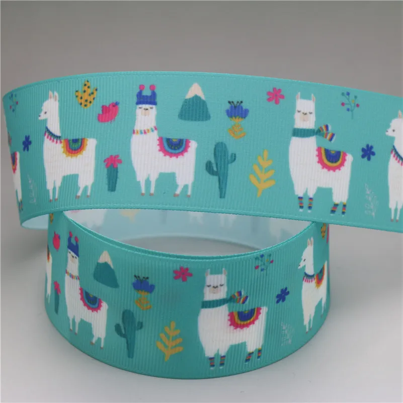 DHK 1.5'' 50yards Alpaca Cactus Mexico Printed Grosgrain Ribbon Accessory Material Headwear Decoration DIY Wholesale 38mm S993 | Дом и