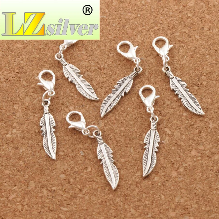 

Feather Clasp European Lobster Trigger Clip On Charm Beads 200pcs zinc alloy 39.3x5.8mm C564