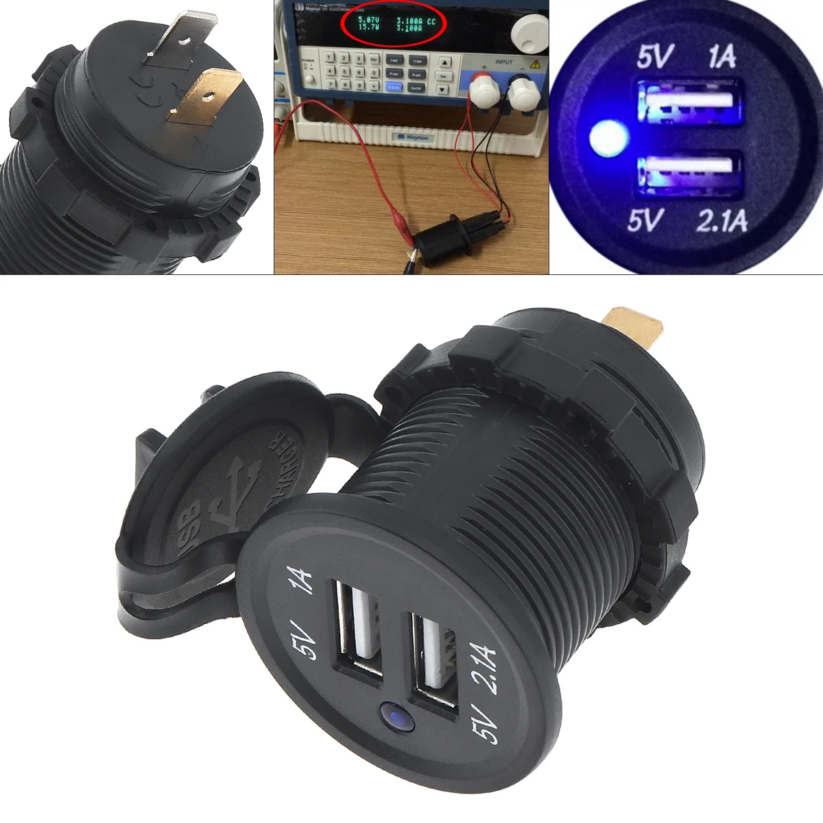 Водонепроницаемое автомобильное зарядное устройство с двумя USB портами 12