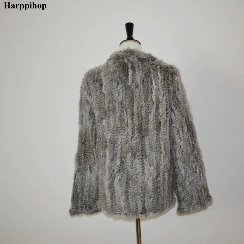 Harppihop пальто из натурального кроличьего меха женская натуральная куртка из натурального кроличьего меха жилет/куртки кроличья вязанная зимняя теплая куртка harppihop