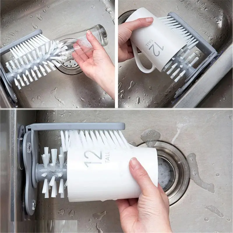 Innovative Wall-mounted Convenient Cup Brush Glass Cleaning Rotating Tea Tools Kitchen Accessories | Дом и сад
