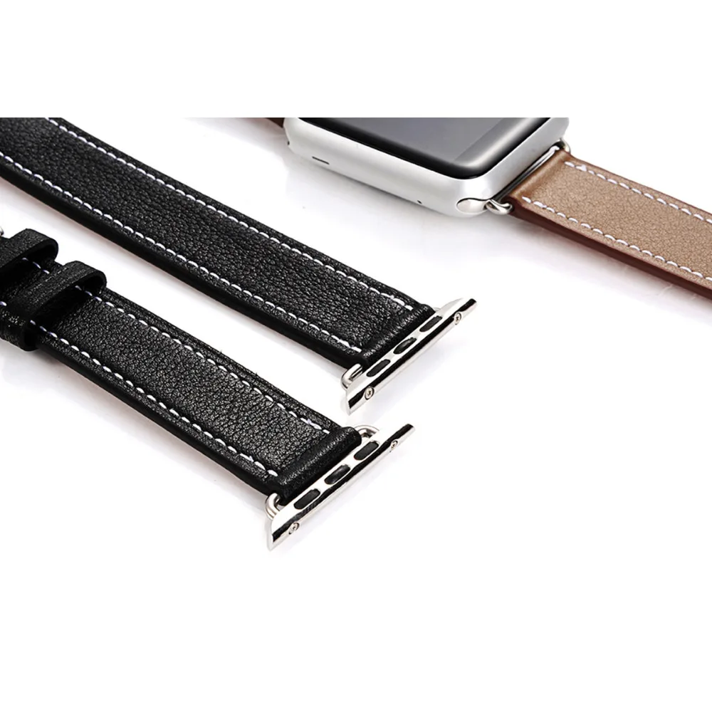 Ремешок из натуральной кожи для apple watch 4 band iwatch series 5 3 2 correa 42 мм 38 44 40 двойной