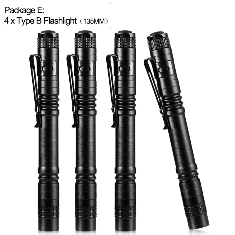 Package E Pocketman 4 x Мини светодиодный светильник-вспышка, набор ручных ручек, маленький портативный светильник Linterna 2000 лм, карманный фонарь для кемпинга, рыбалки - Испускаемый цвет: Package E