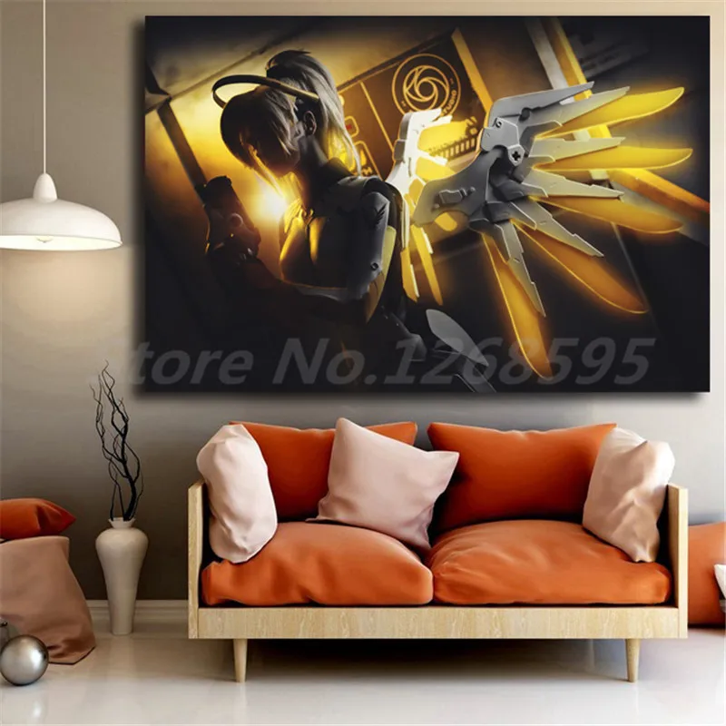 Обои Mercy Blackwatch Overwatchs настенные художественные плакаты на холсте картины стену