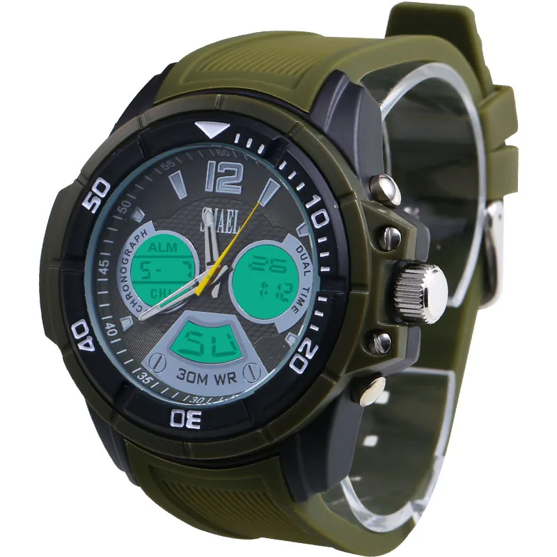 Плавание платье Новинка 2017 года Dual Time Дисплей аналоговый Sprots цифровой хронограф