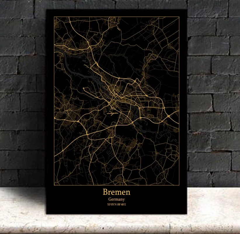 Бразилия Братислава Словакия Германия современный город Золотая карта холст