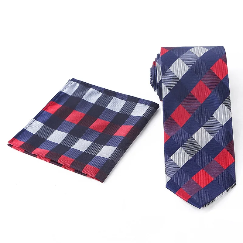 WTHS-045 tie set Портной Смит, Новое поступление, набор галстуков на шею 7,5 см, галстук и носовой платок, мужской набор галстуков, модный клетчатый полосатый мужской галстук, подарки для мужчин - Цвет: WTHS-045 tie set