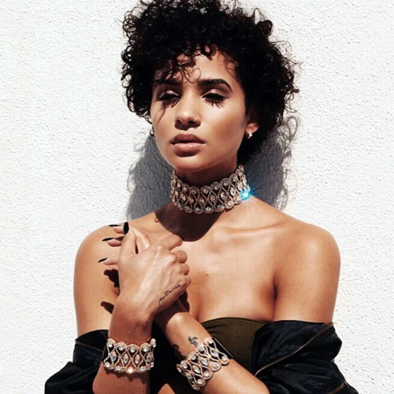 Женское винтажное ожерелье чокер с кристаллами и подвеской нагрудником