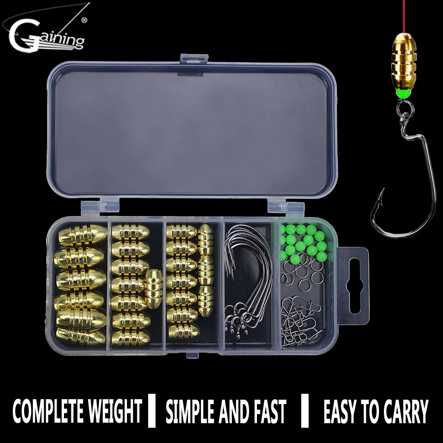 

69pcs Carp Fishing Accessory Combo Carp Fishing Jigs Crank Hooks Luminous Beads Fishing Rings with Storage Box Tackle Equipment