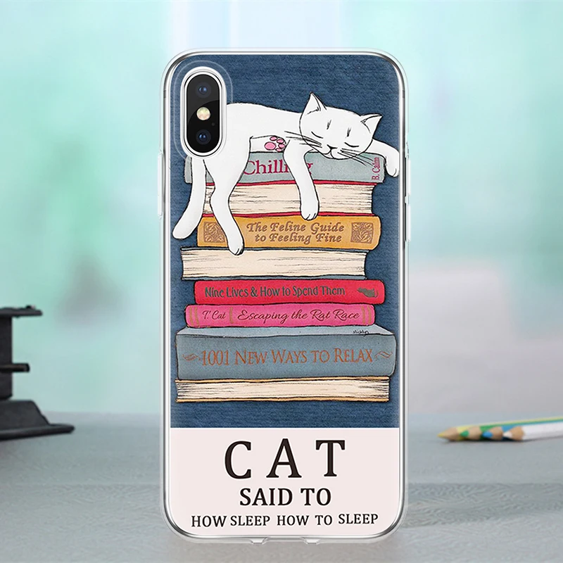 Милый Черный Белый Кот Чехол для iphone 5 5S SE 6 6S 7 8 Plus X XR Xs Max чехол для Fundas iphone X чехол