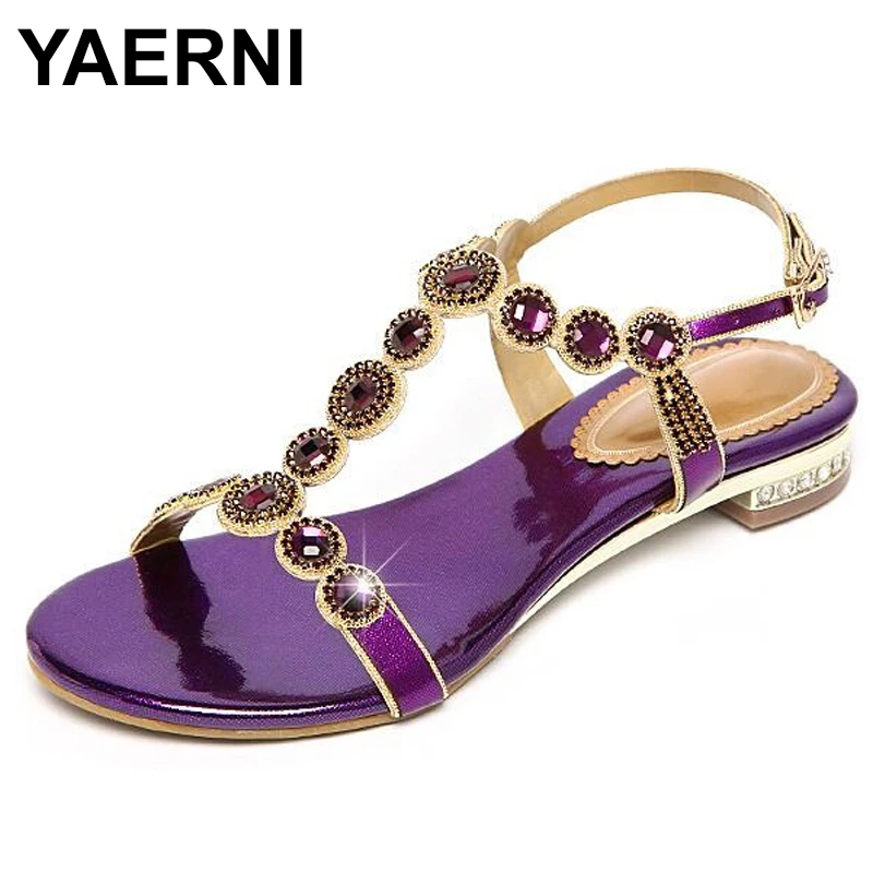 YAERNI 2019 Новая женская летняя повседневная обувь Пикантные туфли с украшением в