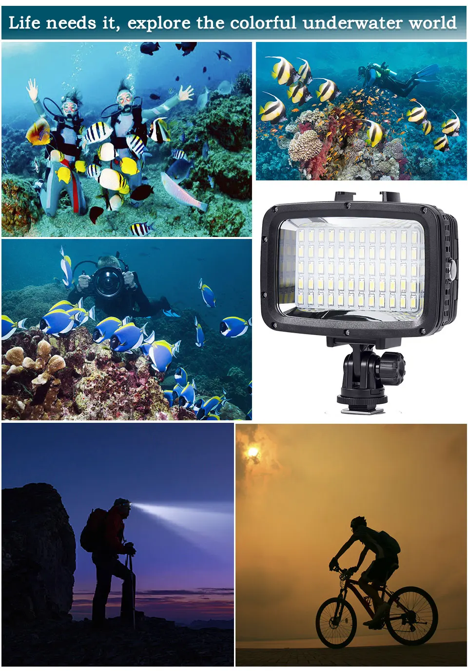 Gopro light 40 М Подводная Водонепроницаемая подводная камера свет лампы с Светодиоды высокой яркости для GoPro Xiao Yi SJCAM Экшн-камера