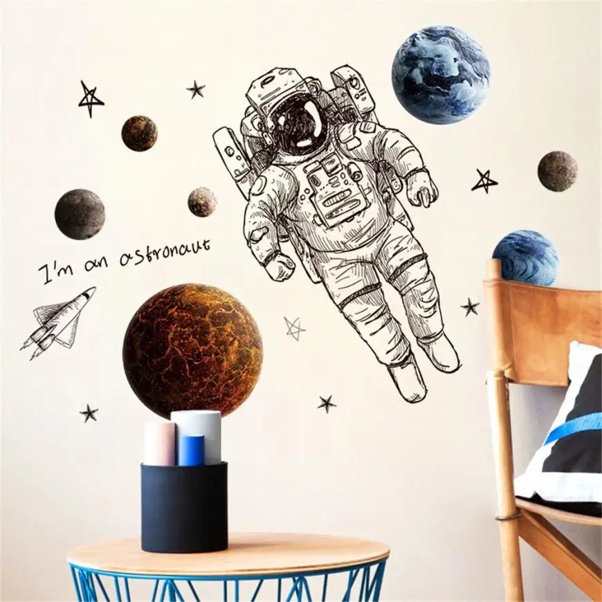 Настенная Наклейка для гостиной спальни фон Новый DIY астронавт съемная памятная