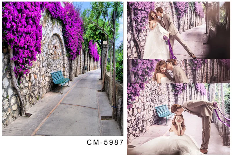 

Photography Studio Background Backdrop Purple Flowers Wall Small Long Road Wedding Photo Shoots Real Backdrops for Photo Studio
