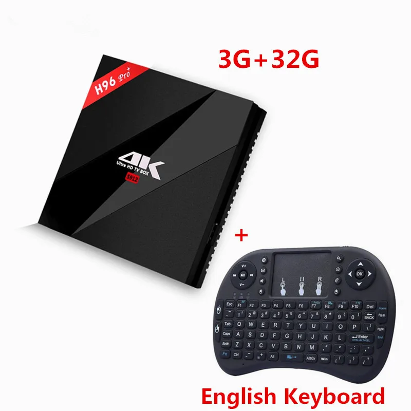 add English keyboard Wechip H96 Pro Plus+ Android 7.1.2 ТВ приставка Amlogic S912 Восьмиядерный 3g 32G wifi 1000LAN Bluetooth 4.1PK X96+ i8 приставка с клавиатурой - Цвет: add English keyboard