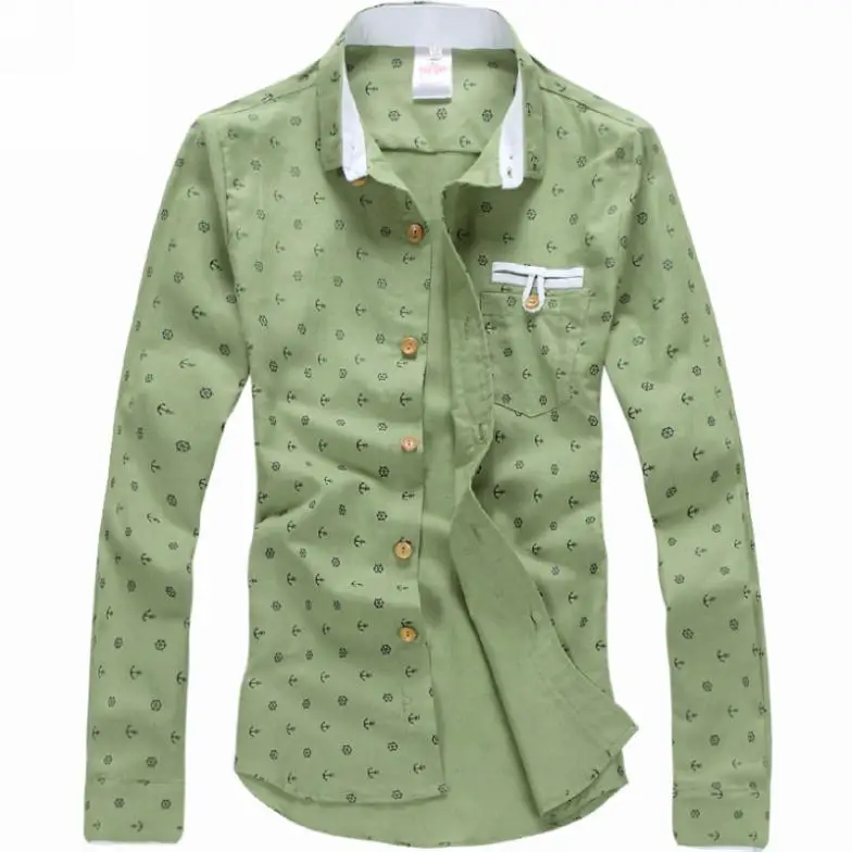 Top Quality 2014 Rock Cacusal Shirt Men Dot Slim Fitness Lapel Long Sleeve Shirts Male Cotton Plus Size Covered Button | Мужская одежда