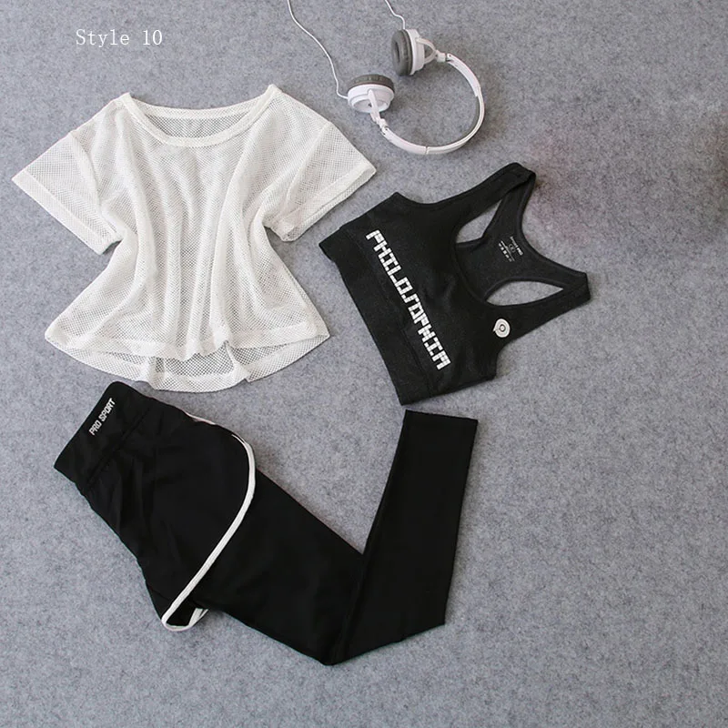 Женские спортивные комплекты для занятий йогой фитнесом бегом комплект из 3