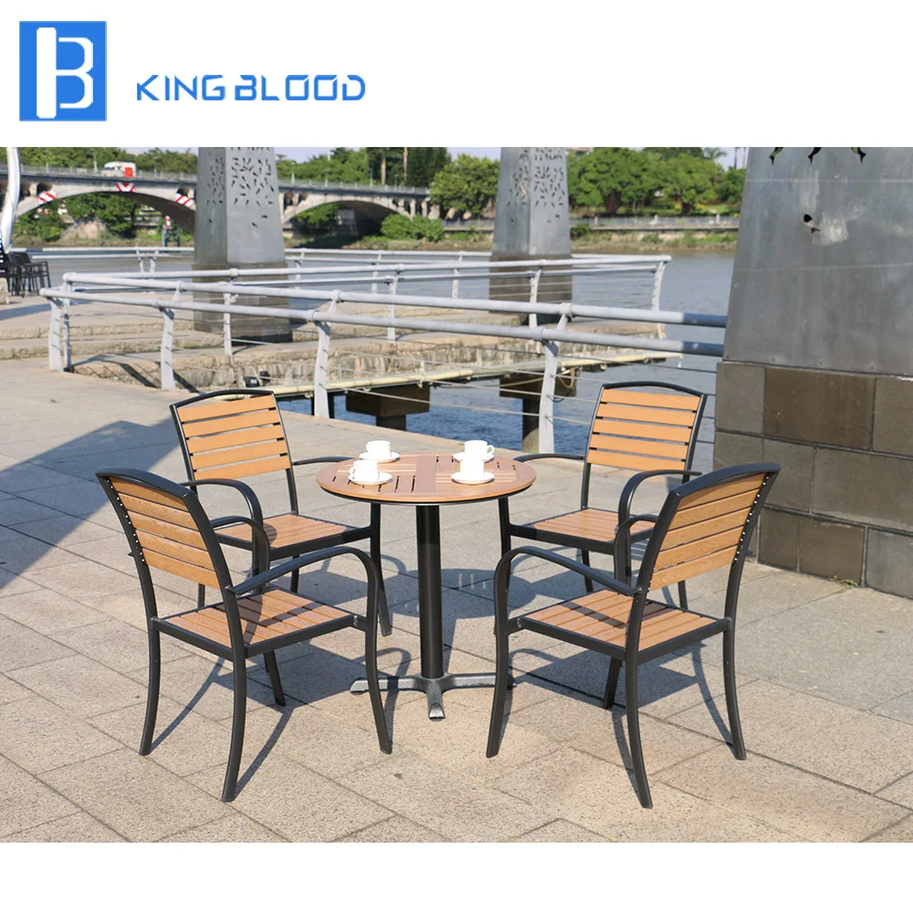 

5pcs Outdoor garden furniture plastic wood dining table and chair
