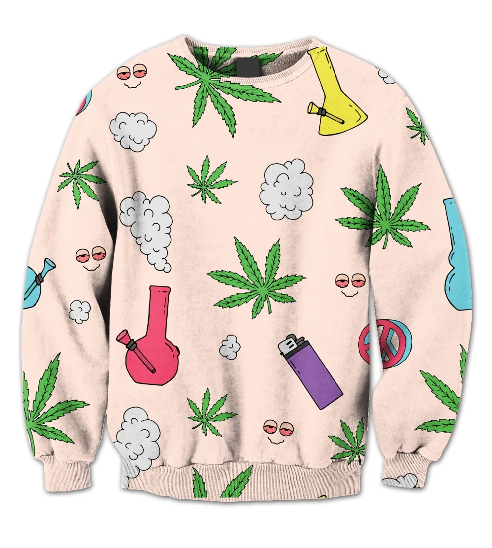 

REAL AMERICAN US SIZE 420 Fun Sublimation Print Crewneck Sweatshirts