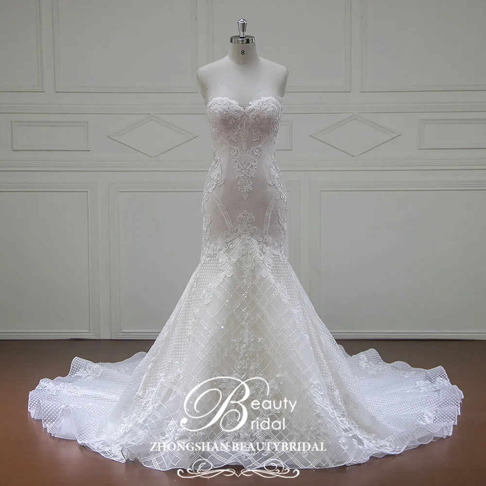 Женское свадебное платье без рукавов Beautybridal кружевное трапециевидной формы с