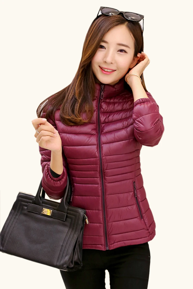 Женская зимняя куртка на хлопковом наполнителе с воротником стойкой|womens down