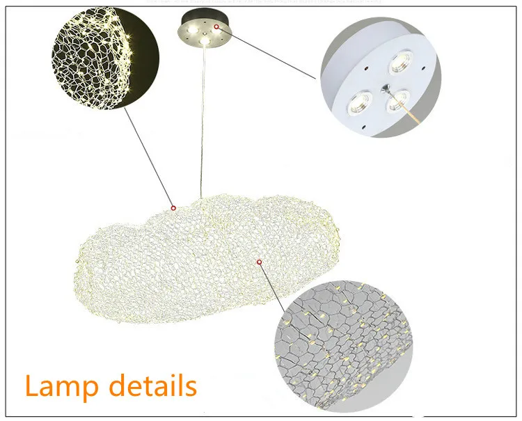 Светодиодная люстра в скандинавском стиле с изображением облаков для гостиной