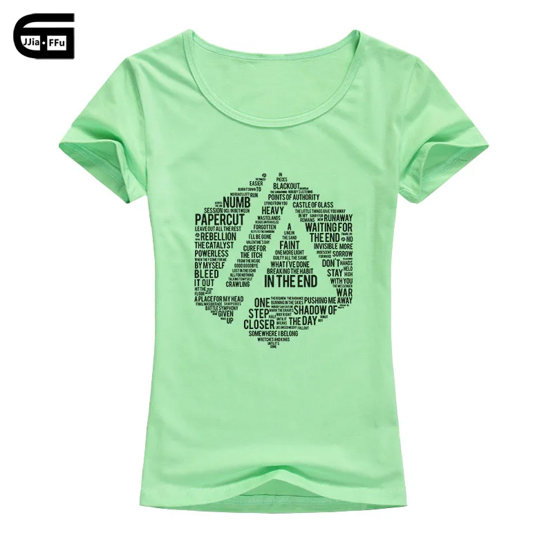 Light green Women Летняя модная женская футболка с принтом Lincoln Park, хлопковая брендовая одежда Linkin, Короткие топы, футболки B134 - Цвет: Light green Women