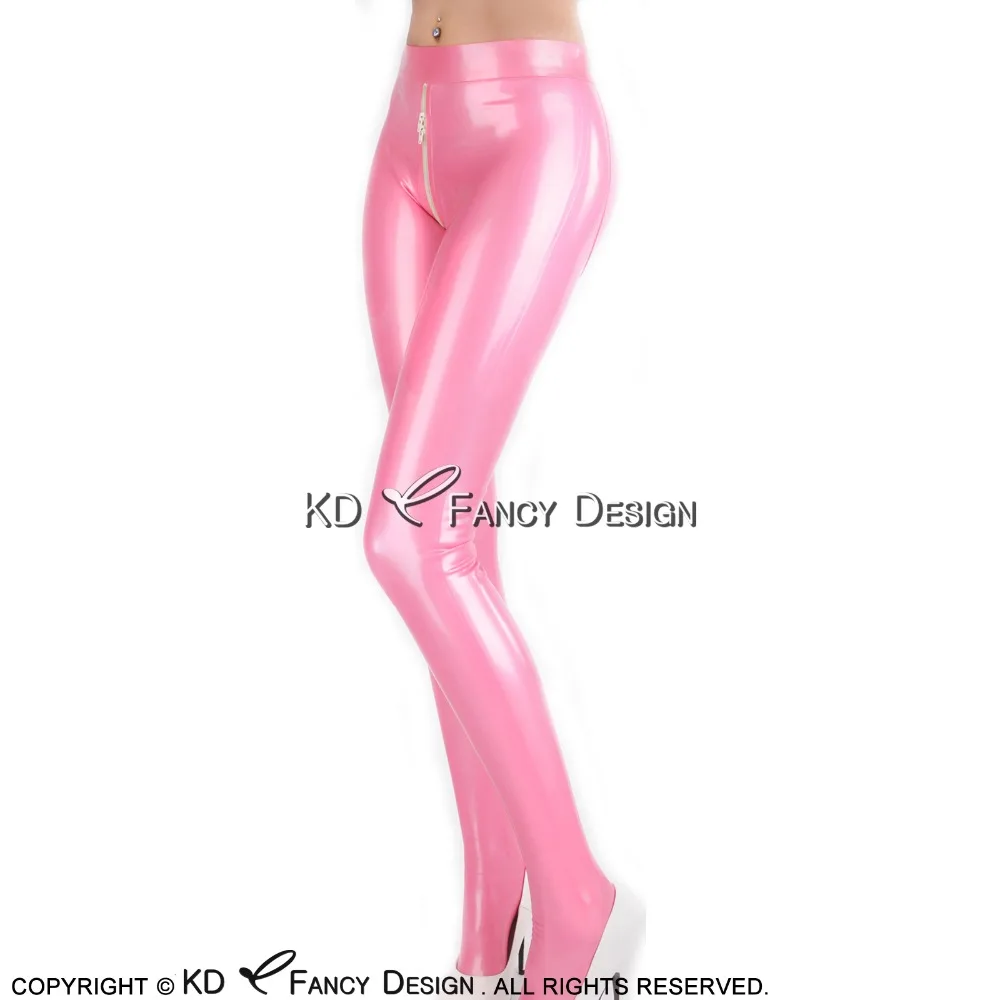 

Sexy Latex Leggings With Feet Socks And Crotch Zipper Rubber Pants Trousers CK-0059