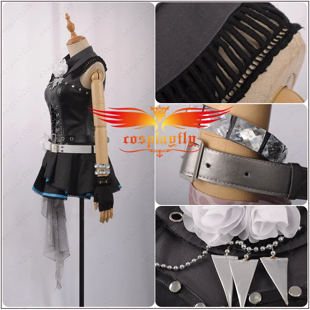Аниме Love Live! Ayase Eli нарядный костюм для девочек из черной кожи с роковым