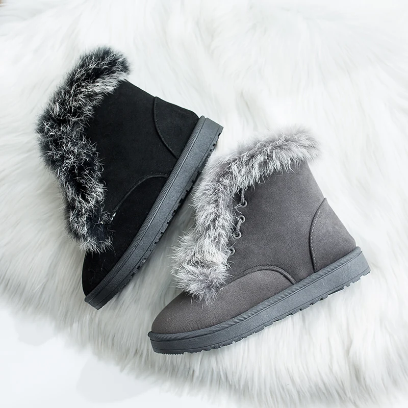 Сапоги для снежной погоды 2018 классические Замшевые женские зимние сапоги теплые