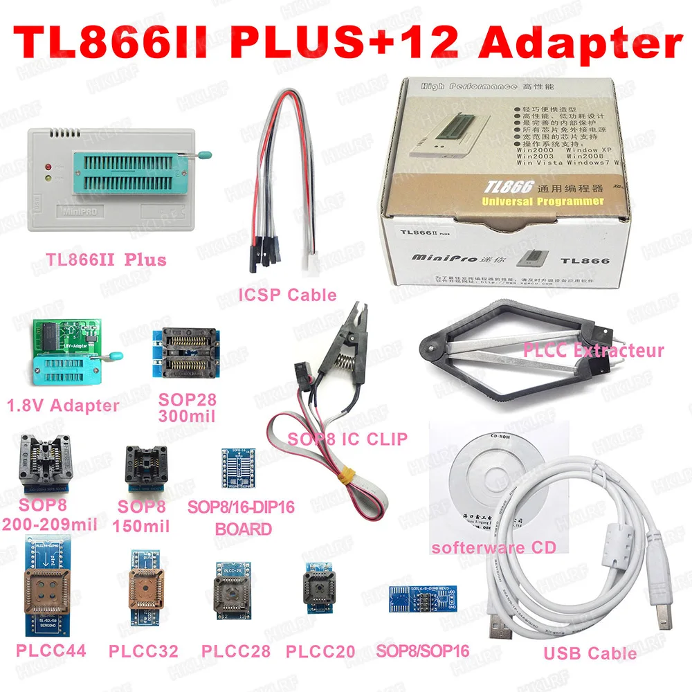 V9.00 XGecu TL866ii плюс программист DIY комплект+ 24 адаптера лучше, чем TL866A TL866CS программист