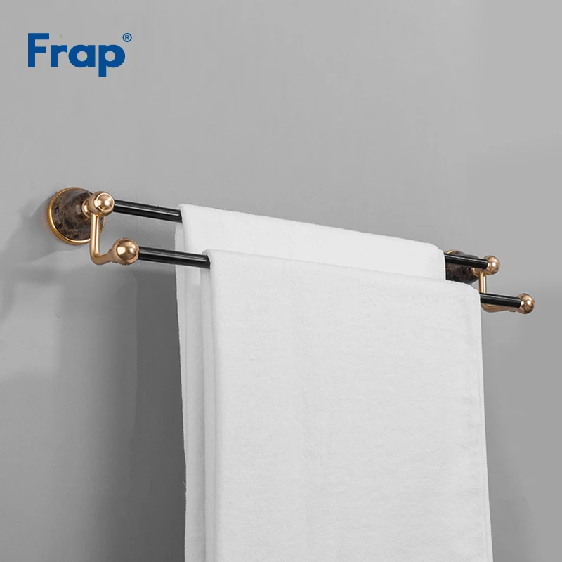 Вешалка для полотенец Frap 58 см золотистая черная двойная вешалка однотонная