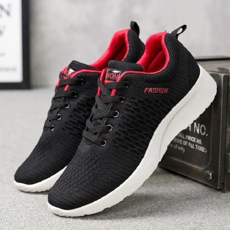 Мужские кроссовки с дышащей сеткой Повседневные Легкие на плоской подошве