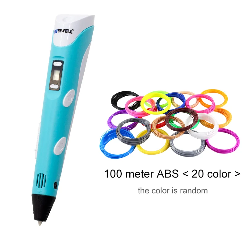 Add 100 meter of ABS Myriwell 3D Ручка 1,75 мм ABS/PLA DIY 3D ручка для печати светодиодный экран 3D Ручка для рисования 100 м нити креативная игрушка подарок для детей дизайн - Цвет: Add 100 meter of ABS
