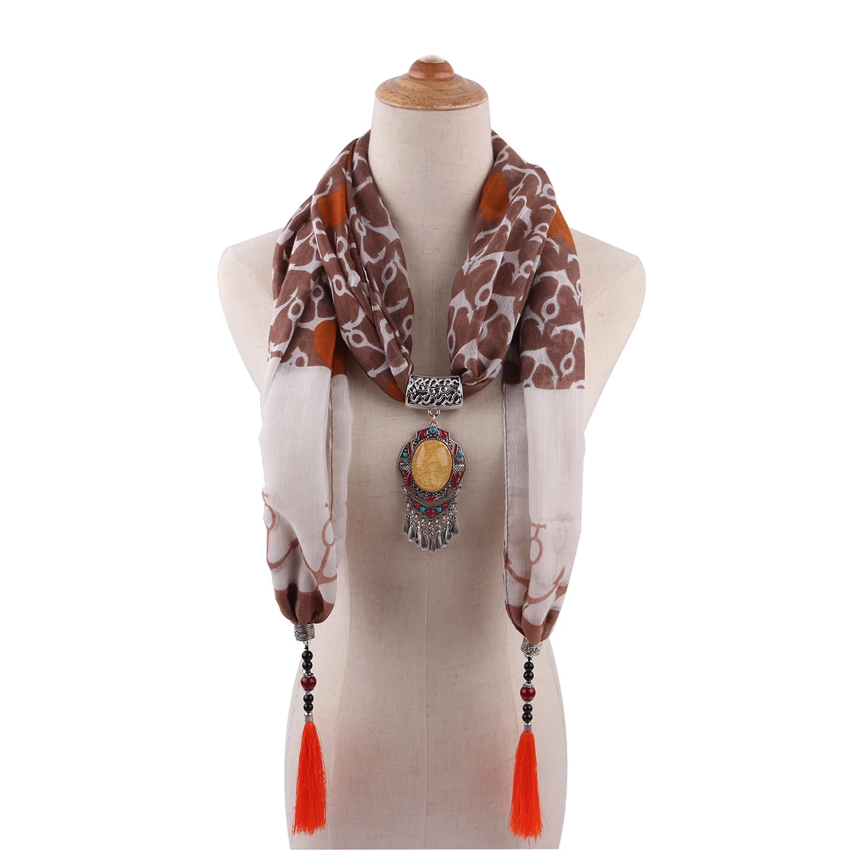 

Fashion gradient print scarf scarf alloy accessories pure color elegant tassel pendant scarf fashion smooth free shipping