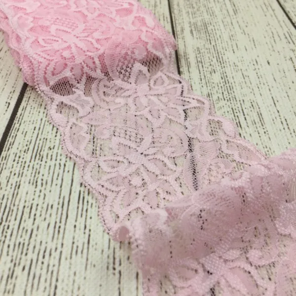 Retail 1pack=10yards PINK 3" Lace Trim Ribbon By the Yard for Kids Headbands Elastic Lace Trim for Girls Hair Accessories