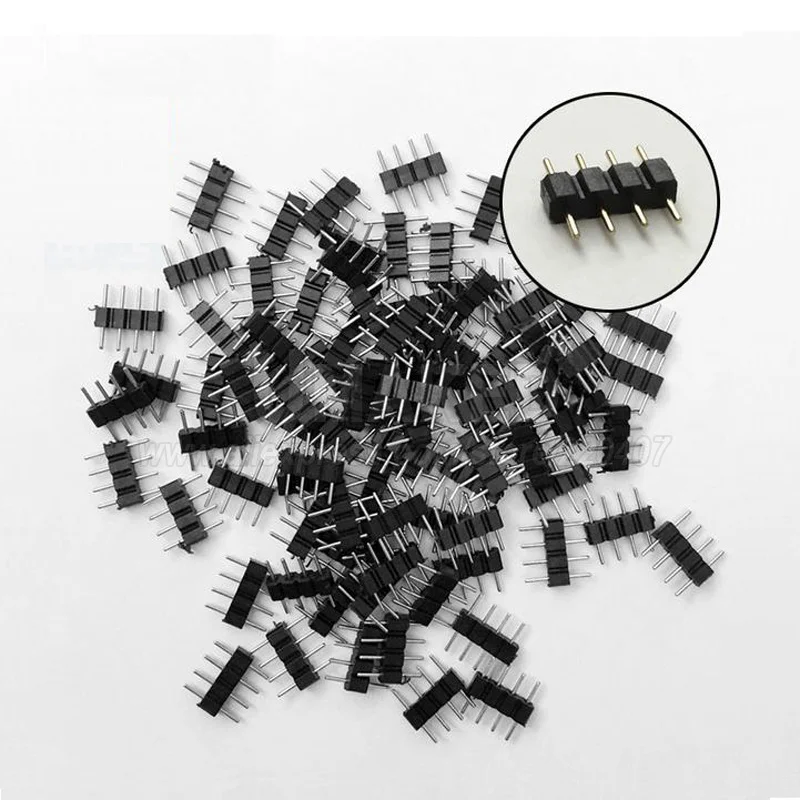 200 шт. 4pin RGB Разъем, 4 pin игла, мужской тип двойной 4pin, небольшая часть для 3528 5050 Светодиодная лента RGB светильник