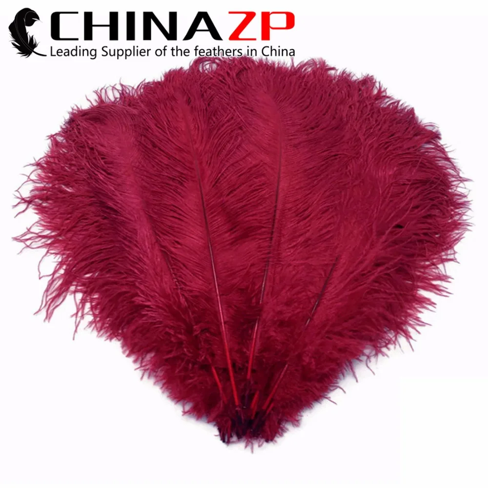 

CHINAZP завод большой размер 55-60 см (22-24 дюйма) дешевая оптовая продажа 50 шт./лот высшее качество окрашенные бордовые оптом страусиные перья