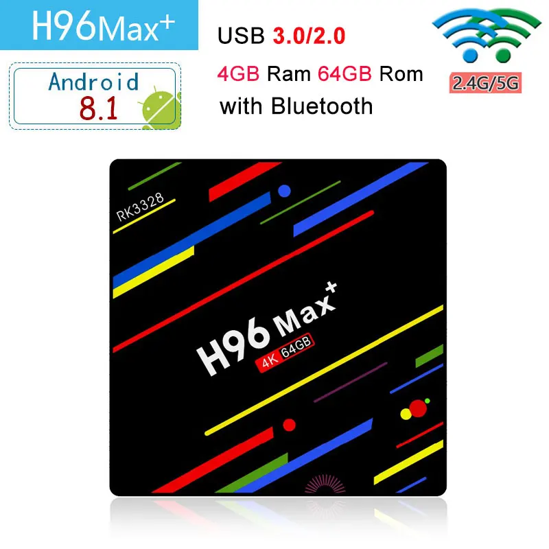 H96 max plus RK3328 четырехъядерный процессор 4 ГБ DDR3 64 Гб rom android 8,1 smart tv box Поддержка 4K HD 2,4G/5G WiFi USB3.0 BT4.0 приставка