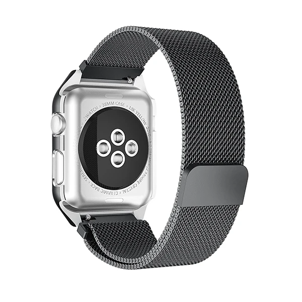 Миланская петля для часов+ металлический чехол для iWatch Apple Watch 38 мм 40 мм 42 мм 44 мм серия 4 3 2 1 браслет из нержавеющей стали магнитный ремешок