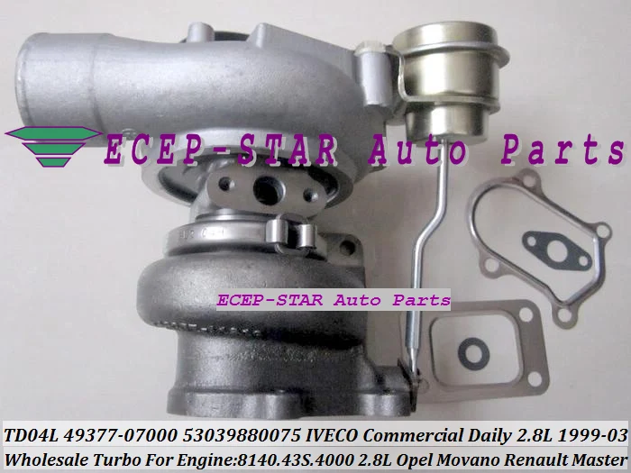 Турбокомпрессор TD04L 49377-07000 53039880075 53039880034 для IVECO Commercial Daily 1999 td 8140 43-03 4000 S. Л л.с. |