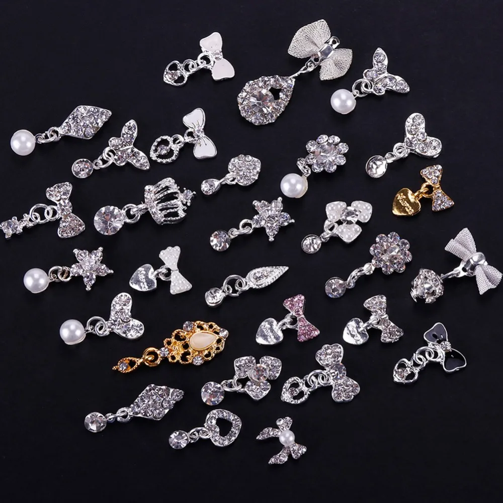 1 шт 3D украшения для ногтей искусство Блестящий горный хрусталь маникюра сердце